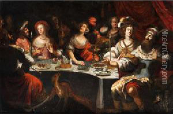 Das Gastmahl Des Konig Balthasar Oil Painting - Bartholomaus Strobl