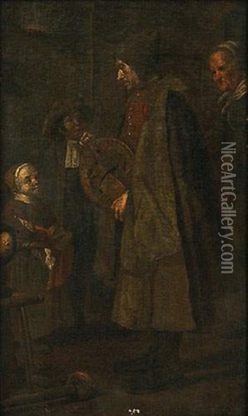 Joueur De Vielle, Femme Et Enfants Oil Painting - Jan Josef Horemans the Elder