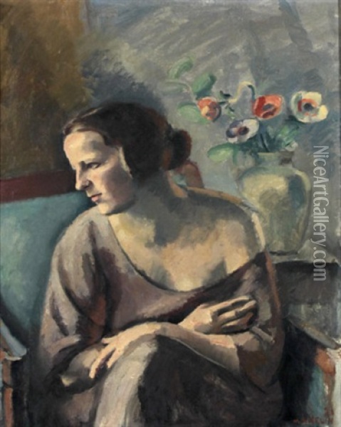 Interieur Mit Sitzender Frau Oil Painting - Maurice Asselin