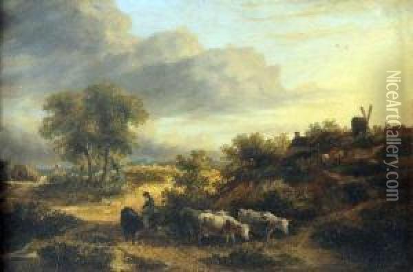 Landscape In Norfolk Oil Painting - James Stark