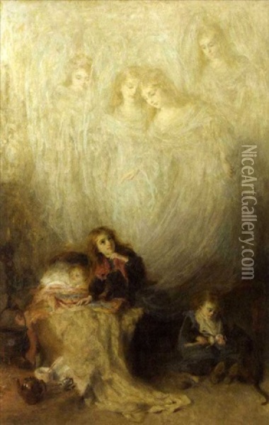 Mother's Voice Or Eve Is The Time For Prayer Oil Painting - John Brown Abercromby