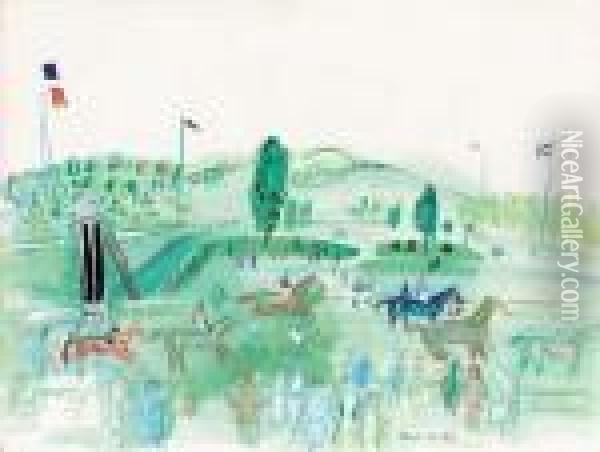 Le Champ De Courses A Deauville Oil Painting - Raoul Dufy
