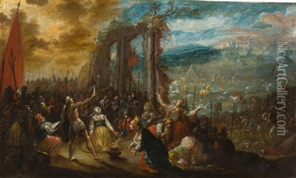 Antike Opferungsszene Oil Painting - Heinrich Vitus