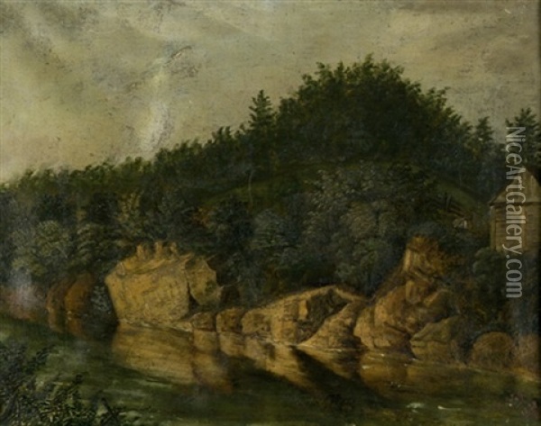 Landschaft Am Flus Oil Painting - Max Wolf
