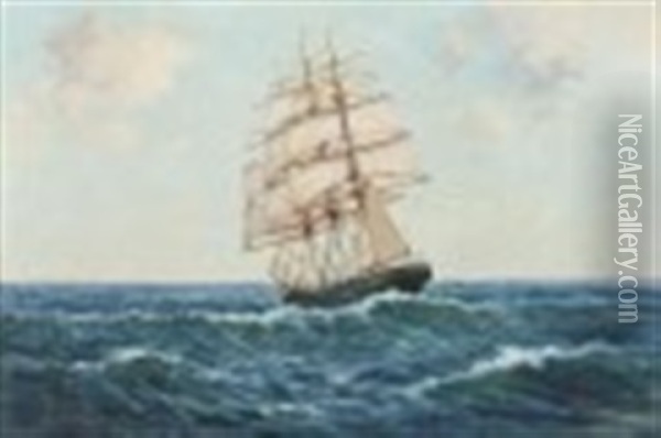 At Full Sail Oil Painting - John Robertson Reid