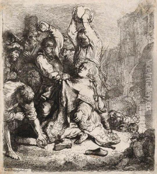The Stoning Of St. Stephen Oil Painting - Rembrandt Van Rijn