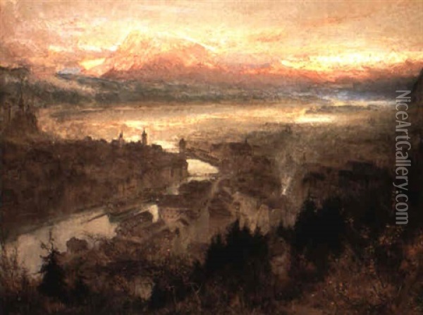 Vy Over Luzern Oil Painting - Albert Goodwin