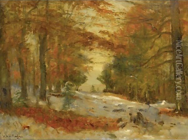 First Snow Oil Painting - Thomas Worthington Whittredge