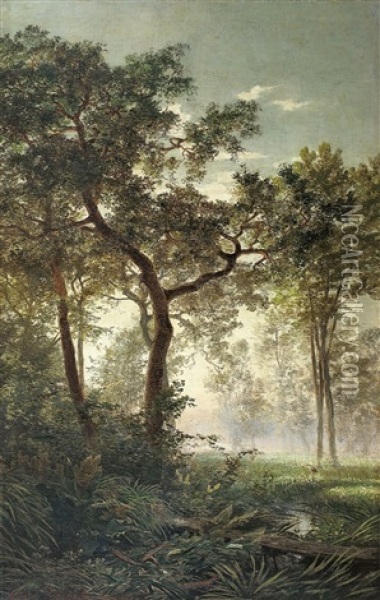 Morgenstimmung Im Wald Oil Painting - Johann Valentin Ruths