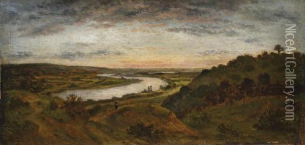 La Vallee De La Seine: The River Seine Near Vernon Oil Painting - Theodore Rousseau