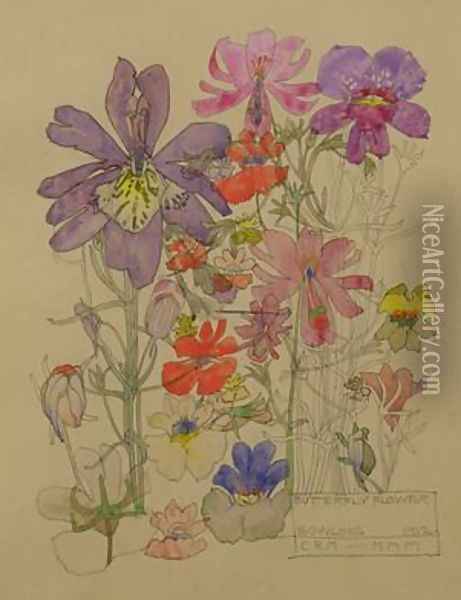 Butterfly Flower Bowling 1912 Oil Painting - Charles Rennie Mackintosh