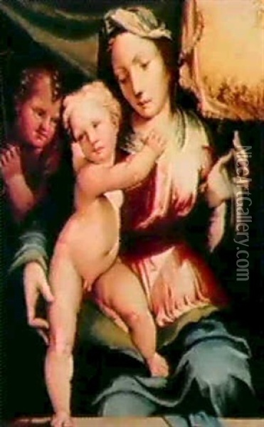 La Madonna Col Bambino E S.giovannino A Sinistra Oil Painting - Marco da Siena Pino
