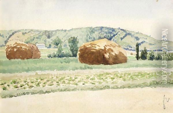 The Hay Stacks Oil Painting - Felix Edouard Vallotton