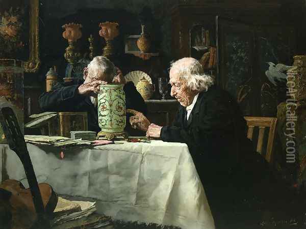 The Connoisseurs I Oil Painting - Louis Charles Moeller