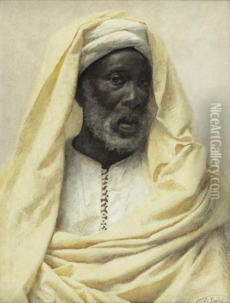Africain Vetu D'une Draperie Jaune Pale Oil Painting - Jose Tapiro Y Baro