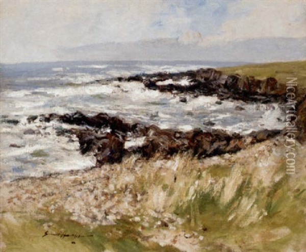 A Rocky Cove Oil Painting - Robert Gemmell Hutchison