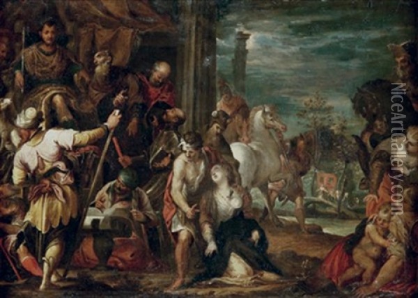 Martyre De Sainte Justine De Padoue Oil Painting - Hans Rottenhammer the Elder
