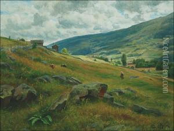Countryside Oil Painting - Berndt Adolf Lindholm