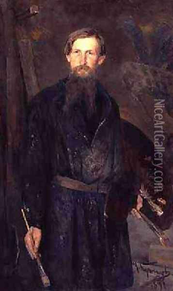 Portrait of Victor Mikhailovich Vasnetsov 1848-1926 Oil Painting - Nikolai Dmitrievich Kuznetsov