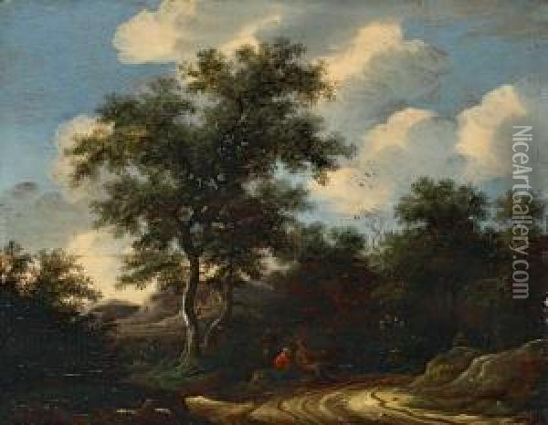Waldlandschaft Mit Rastenden Landleuten Oil Painting - Jacob Salomonsz. Ruysdael