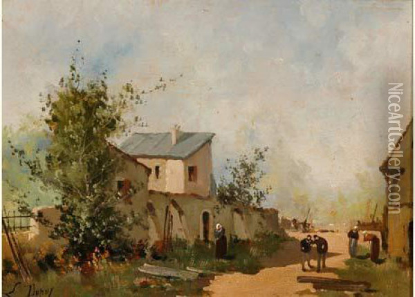 Le Village Oil Painting - Eugene Galien-Laloue