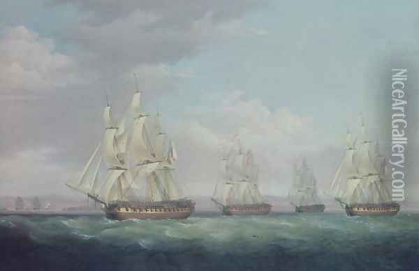 The Capture of the Santa Brigida, 1799 Oil Painting - Thomas Whitcombe