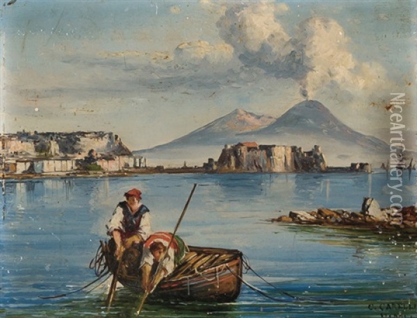 Fishermen In The Bay Of Naples Oil Painting - Consalvo Carelli