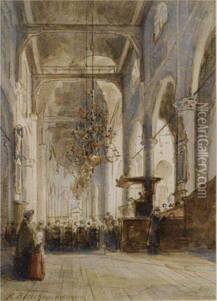 A Church Interior, Rotterdam Oil Painting - Richard Bisschop