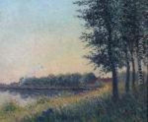 View Of A Lake From A Woodland Oil Painting - Camille Pissarro