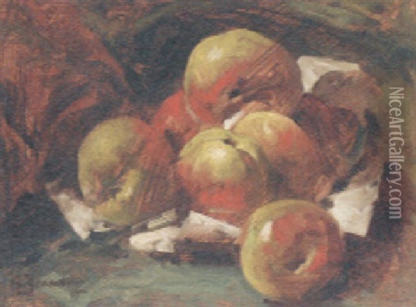 Still Life Of Apples Oil Painting - Georges Jeannin