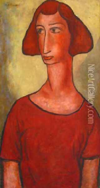 Red Girl Oil Painting - Alfred Henry Maurer