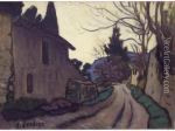 Chemin Traversant Un Village Oil Painting - Alfred Lesbros