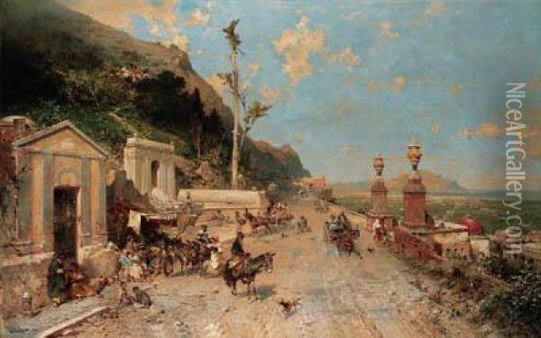 La Strada Monreale, Palermo Oil Painting - Franz Richard Unterberger
