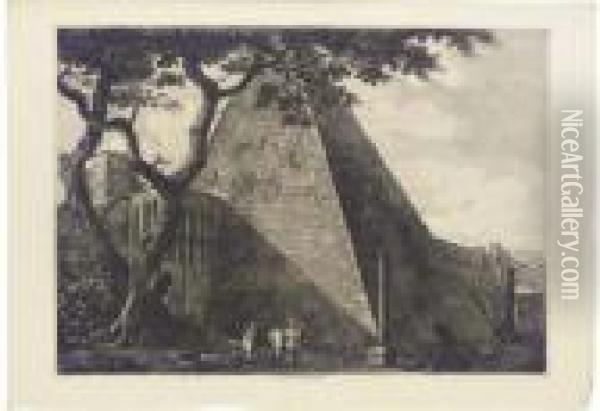 Antichita Romane: Veduta Della Piramide Di C. Cestio Oil Painting - Luigi Rossini