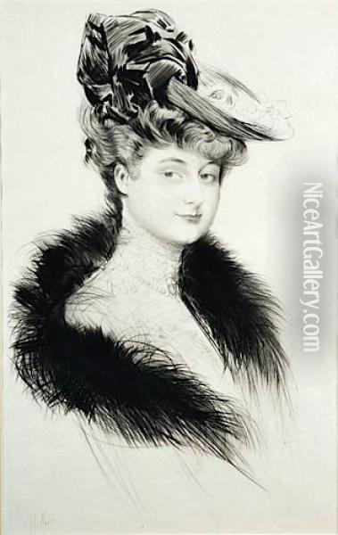 Portrait De La Comtesse De Meritens Oil Painting - Paul Cesar Helleu