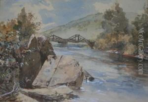 Salmon Pool, Metapediac River, Canada; Oil Painting - Russell Stephenson