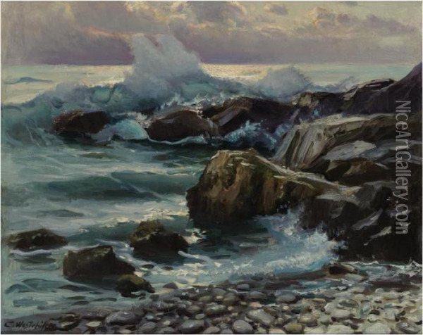 Crashing Waves Oil Painting - Constantin Alexandr. Westchiloff