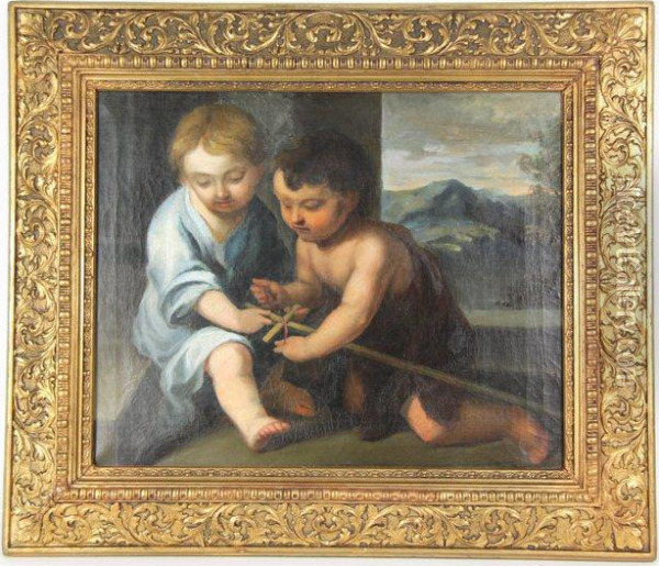 The Infant Christ And St John The Baptist Oil Painting - Imre, Emerich Knopp