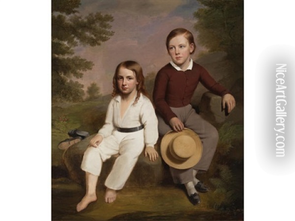 A Portrait Of Amasa M. Eaton And Charles F. Eaton Oil Painting - James Sullivan Lincoln