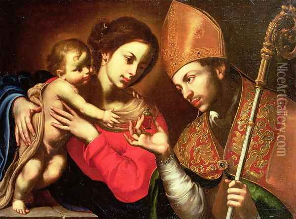 Madonna and Child with St Zenobius Oil Painting - A. F. (da Solofra) Guarino