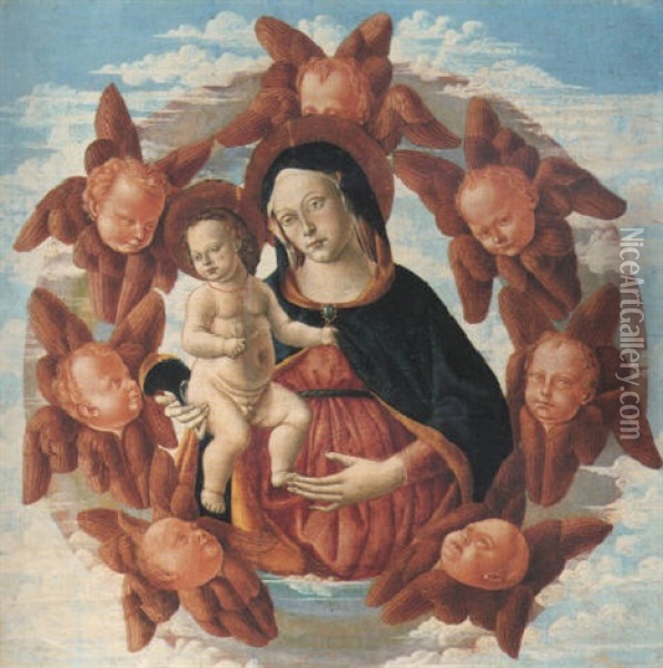 The Madona And Child Surrounded By A Mandorla Of The Seraphim Oil Painting - Fiorenzo di Lorenzo