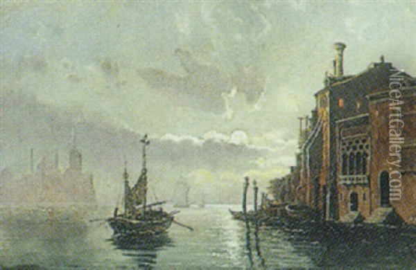 Marine, Parti Fra Venedig Ved Maneskin Oil Painting - Vilhelm Victor Bille