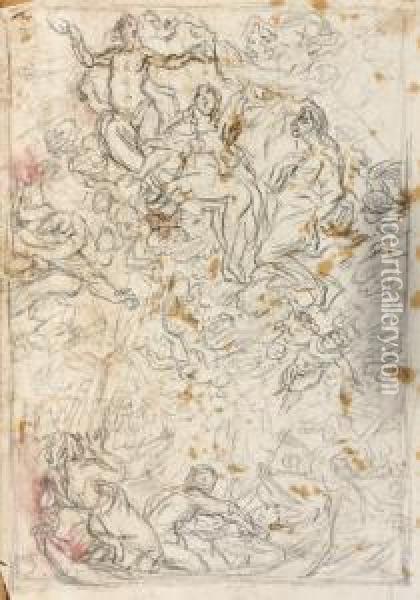 Etude Pour Sainte Anne Intercedant En Faveur De Marinsnaufrages Oil Painting - Cornelis I Schut