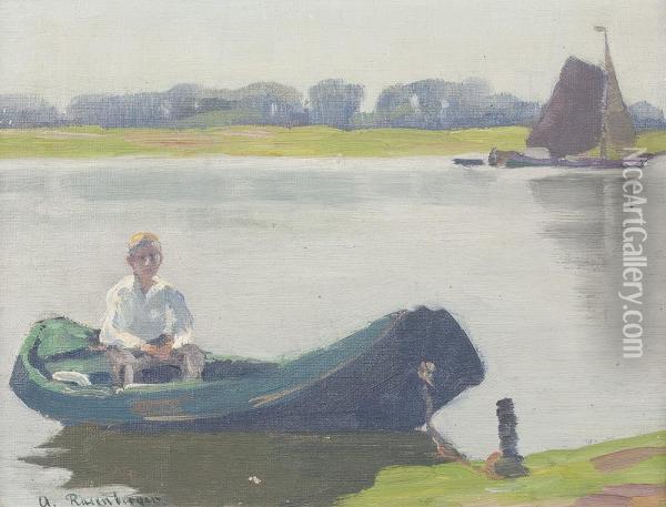 Junger Mann Im Boot Oil Painting - Alfred Rasenberger