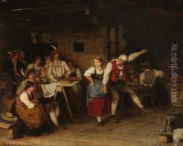 Grosvaters Tanzunterricht Oil Painting - Franz Von Defregger