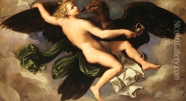 The Rape of Ganymede Oil Painting - Girolamo da Carpi