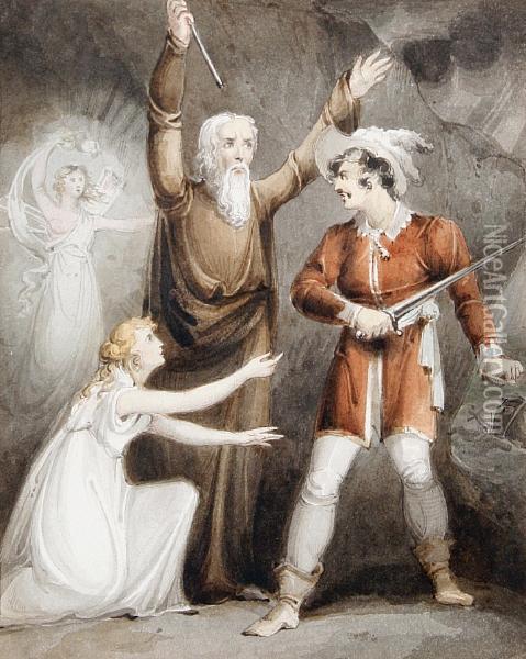 A Pair Of Illustrations From Shakespeare'sothello Oil Painting - Richard Westall