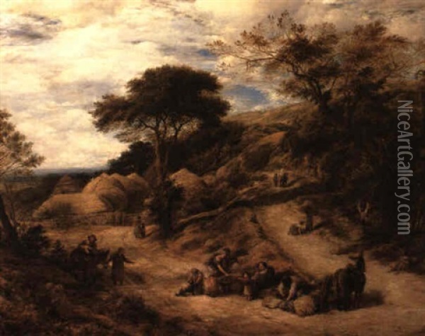 The Hillside Farm, Isle Of Wight Oil Painting - John Linnell