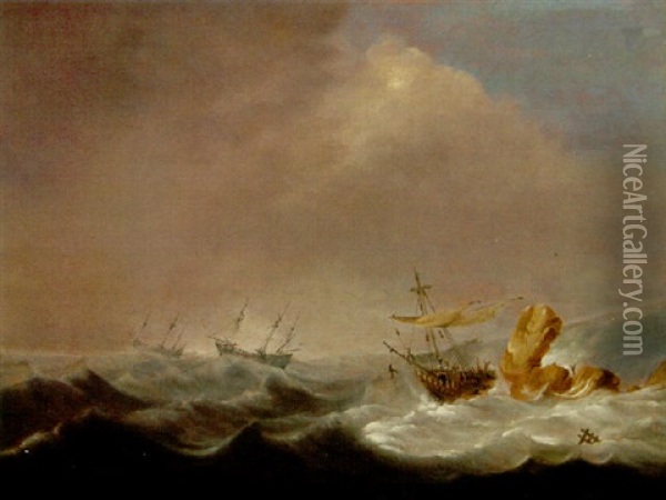 Shipwreck Oil Painting - Willem van Diest