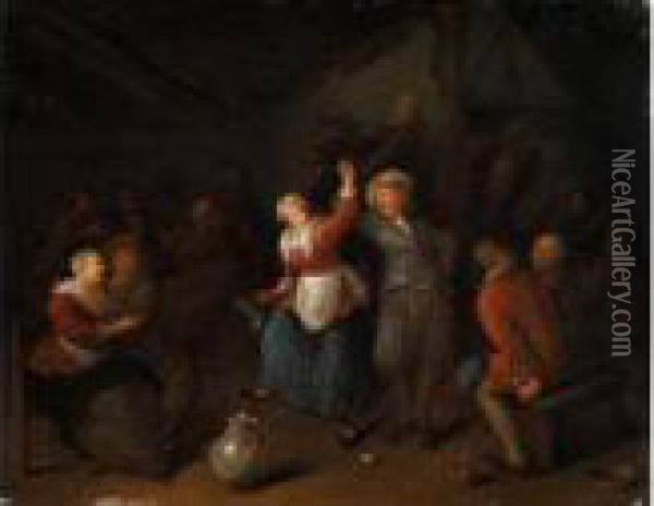 Tanzendes Paar In Einer Bauernschanke Oil Painting - Jan Miense Molenaer